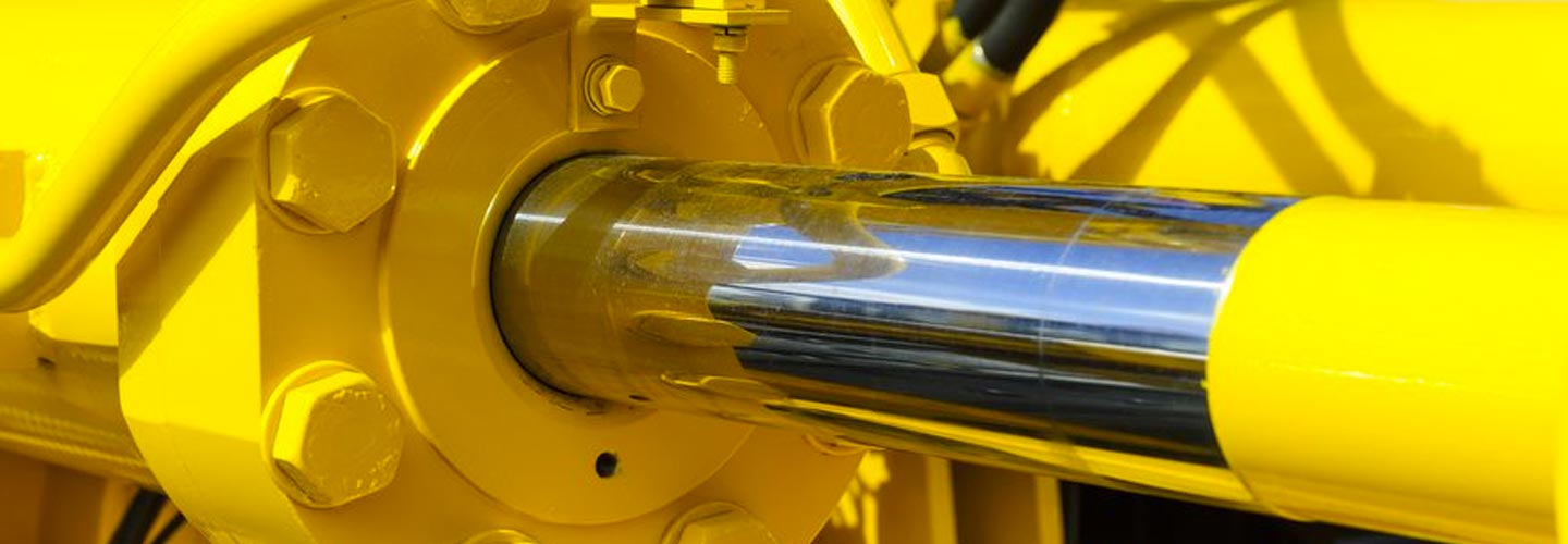 large yellow hydraulic cylinder